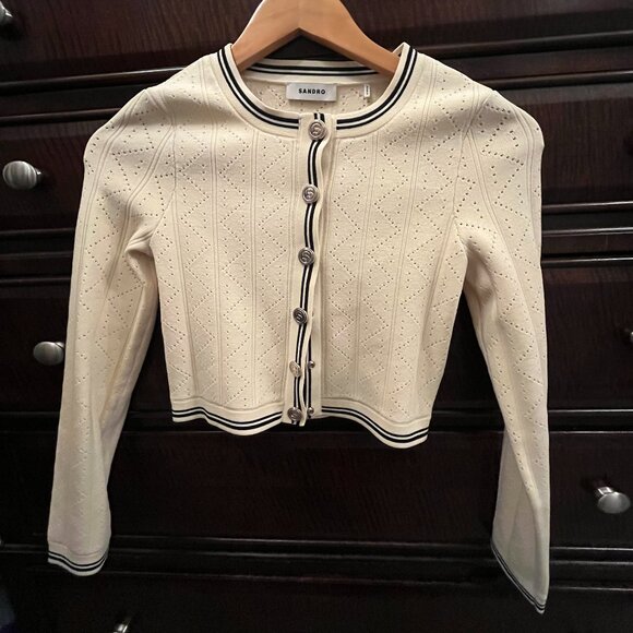 NWT Sandro crop bottun down cardigan - Picture 2 of 9